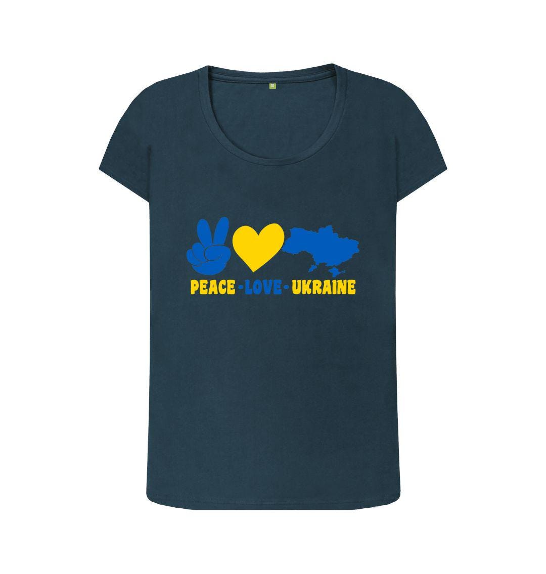 Chic Planet By Kat Wells Peace Love Ukraine T-shirt For Women