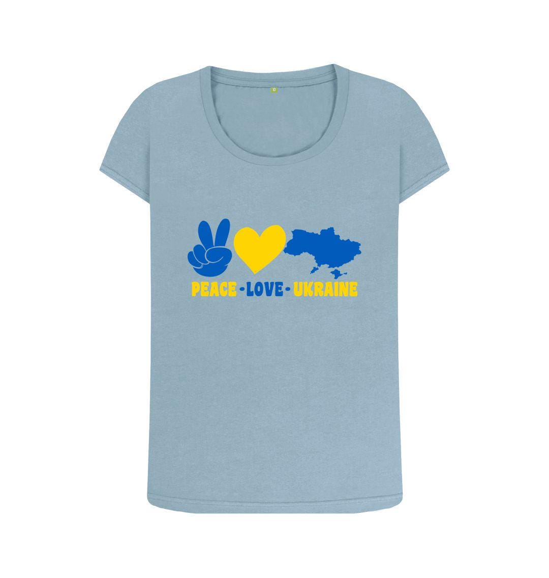 Chic Planet By Kat Wells Peace Love Ukraine T-shirt For Women