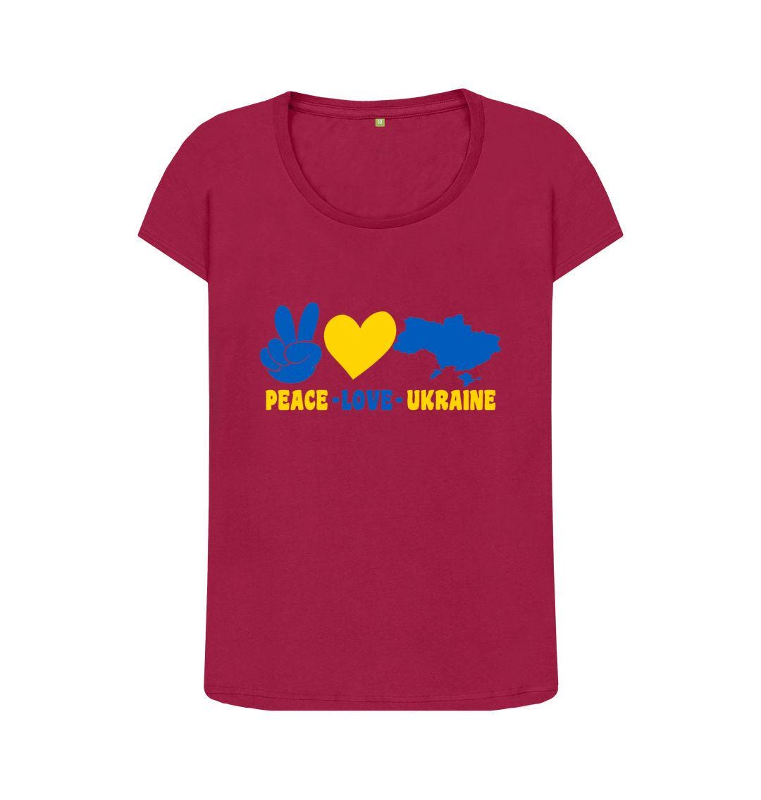 Chic Planet By Kat Wells Peace Love Ukraine T-shirt For Women