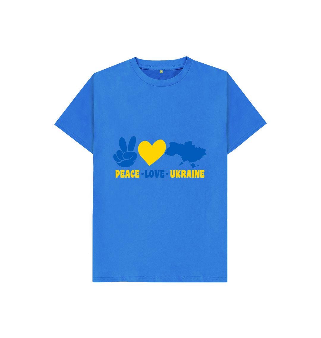 Chic Planet By Kat Wells Peace Love Ukraine T-shirt For Boys And Girls