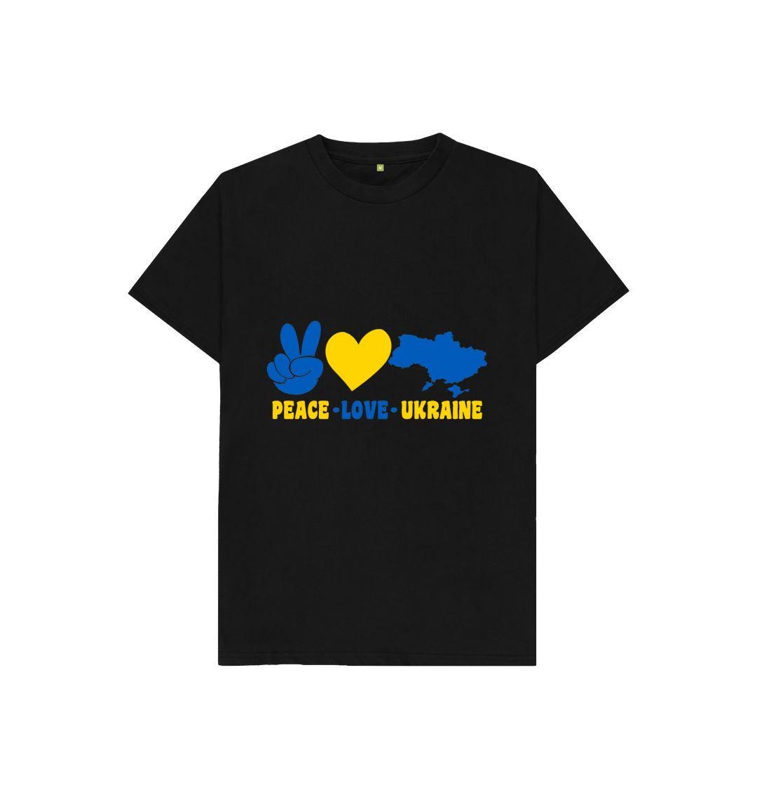 Chic Planet By Kat Wells Peace Love Ukraine T-shirt For Boys And Girls
