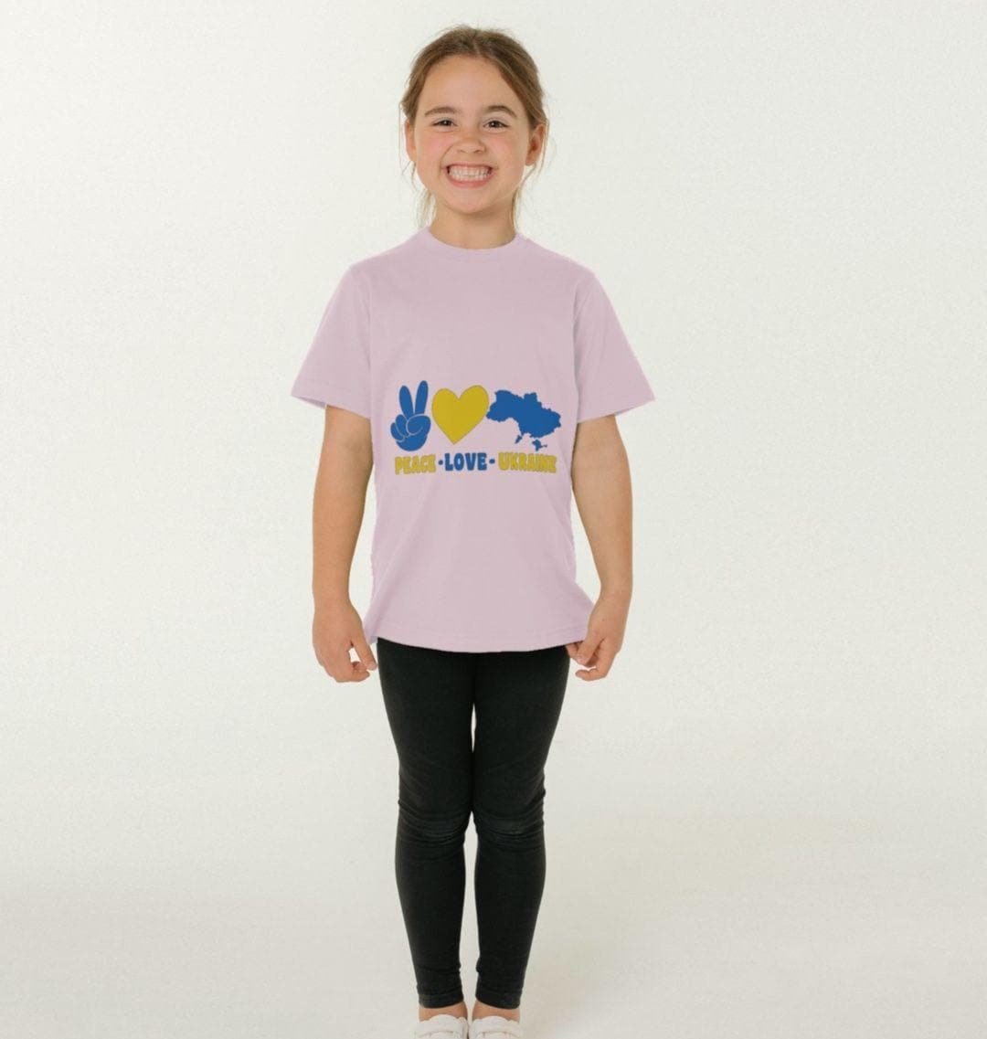 Chic Planet By Kat Wells Peace Love Ukraine T-shirt For Boys And Girls