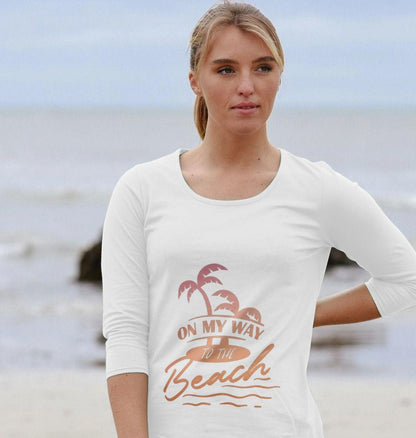 Chic Planet By Kat Wells On My Way To The Beach Women's 3/4 Sleeve T-shirt