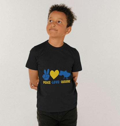 Chic Planet By Kat Wells Peace Love Ukraine T-shirt For Boys And Girls