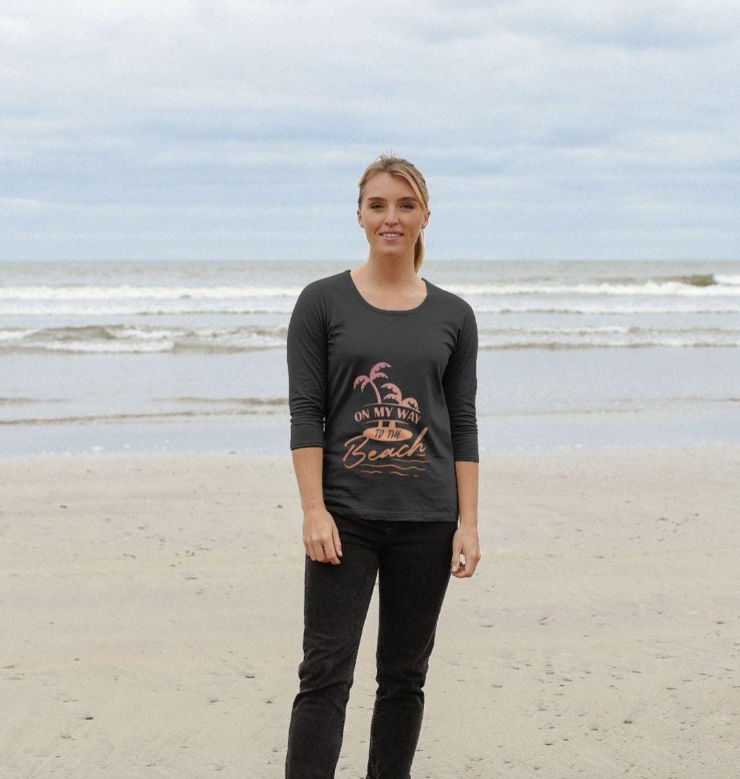 Chic Planet By Kat Wells On My Way To The Beach Women's 3/4 Sleeve T-shirt
