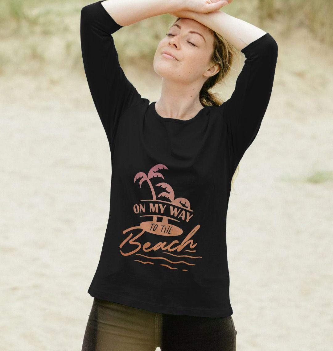 Chic Planet By Kat Wells On My Way To The Beach Women's 3/4 Sleeve T-shirt