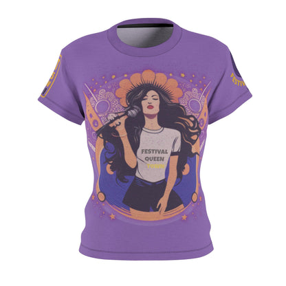 Festival Queen Town Graphic Tee All-Over Print Retro Music Shirt for Women